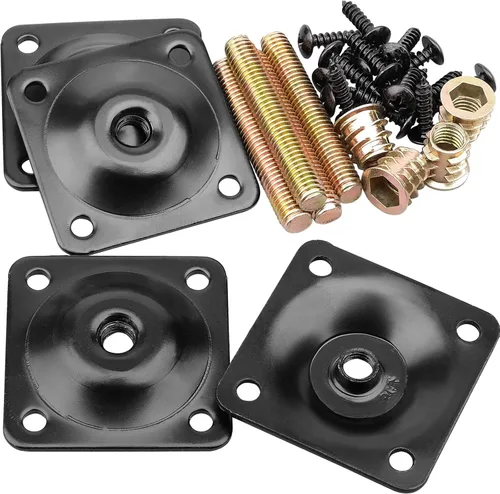 Miniatura 7 de Placas de montaje de pata de mueble Anwenk, placas de fijación de patas de muebles de fuerza industrial T-Plate 5/16" (M8) patas de sofá con pernos