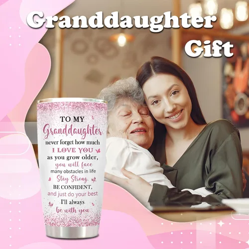 Miniatura 7 de ZANIION Vaso Tumbler de Regalos para Nieta 20oz 1PC, Excelentes Regalos de Cumpleaños Para Nieta de Parte de la Abuela Taza, Mejor Regalo