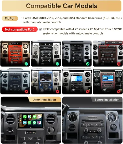 Miniatura 2 de Estéreo de auto Android 13 de 9 pulgadas para Ford F150 2009-2014 – 4G+64G Wireless CarPlay Android Auto Radio, actualización de radio HD, pantalla