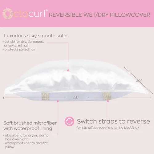 Miniatura 2 de Octocurl Funda de almohada de satén reversible en microfibra absorbente para cabello mojado Más suave que la seda Funda de almohada de satén