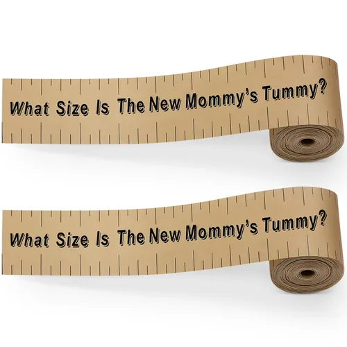 Miniatura 8 de 2 Rollos de 2 Pulgadas x 150 Pies Cinta Métrica para Baby Shower Medición de Barriga Juego de Barriga Cinta Métrica de Papel para Barriga