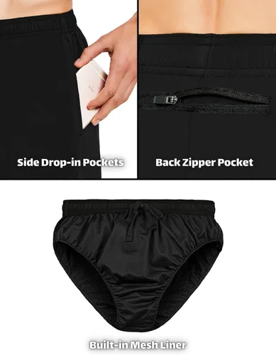Miniatura 5 de DEMOZU - Pantalón corto de running para hombre de 5, ligero, transpirable, para entrenamiento, atletismo, gimnasio, correr, con bolsillos