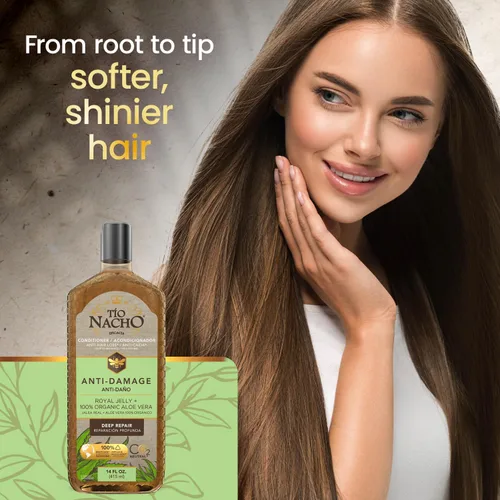 Miniatura 3 de Tio Nacho Acondicionador antidaños con aloe vera y jalea real, acondicionador de queratina para mujeres, reparación profunda para cabello dañado