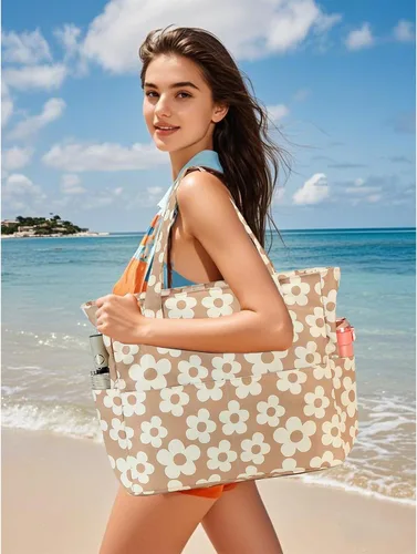 Miniatura 7 de Bluboon - Bolsa de playa impermeable para mujer, extra grande, con compartimento húmedo, para llevar de fin de semana, bolsa de piscina para viajes
