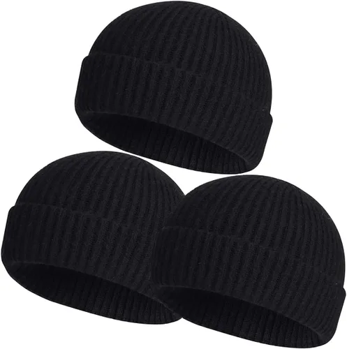 Miniatura 24 de vidsel Gorro Corto de Pescador para Hombres y Mujeres, Gorro de Lana Tejida con Puño Estilo Moderno de Arrastrero, Gorros Cálidos de Invierno