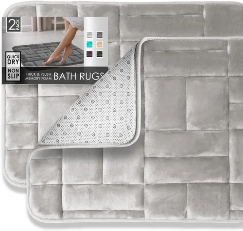 Miniatura 12 de Clara Clark - Tapete para baño, de espuma viscoelástica, terciopelo y felpa ultra suave, antideslizante, lavable a máquina y de secado rápido, de 17