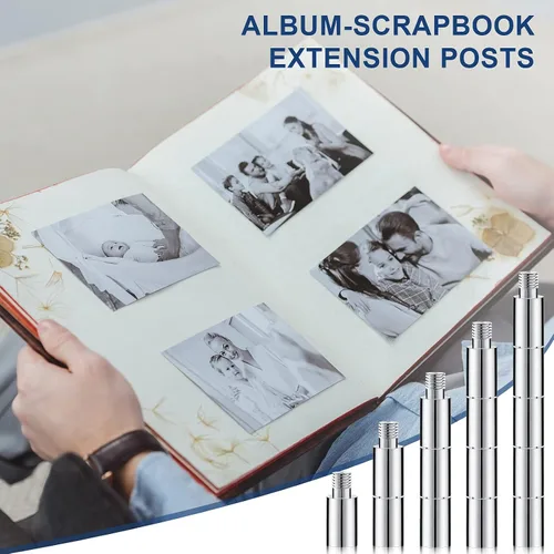 Miniatura 3 de 20 piezas de extensión de álbumes de recortes, tornillos de extensión de álbum de reemplazos para álbum de fotos recargable posteriormente