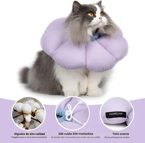 Miniatura 3 de Collar de cono de gato, lindo collar de recuperación impermeable para gatos, antimordeduras, cicatrización de heridas, collar isabelino para gatos