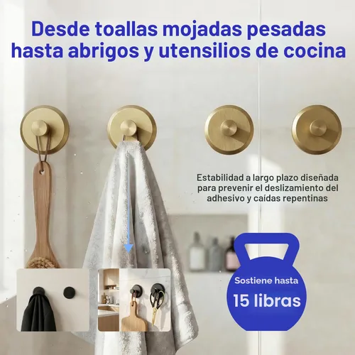 Miniatura 4 de HOME SO Ganchos con ventosa para toallas de ducha y baño, paquete de 4 – Ganchos de ventosa para colgar toallas, batas y abrigos – azulejos, puerta