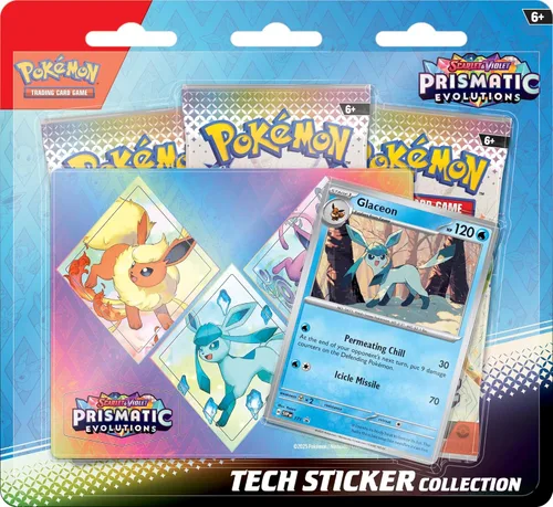 Colección de adhesivos tecnológicos prismáticos de evolución de Pokémon TCG Escarlata y Violeta 8.5 (promoción aleatoria)
