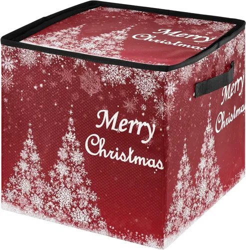Cesta de almacenamiento para adornos de árbol de Navidad, caja de almacenamiento de copos de nieve rojos para invierno, Navidad, vacaciones,