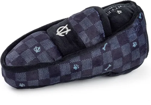 Miniatura 32 de Haute Diggity Dog Black Checker Chewy Vuiton Bone, Juguetes de Peluche de Diseñador para Perros con Chirriador Interactivo, Estimulante Hueso