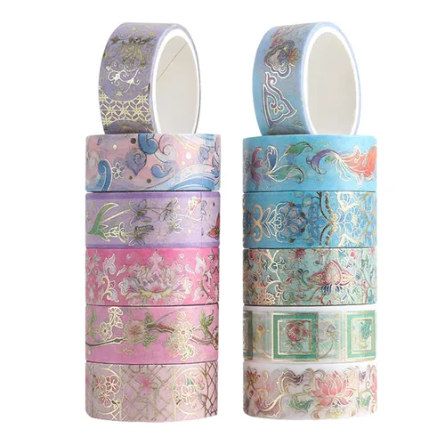 Miniatura 13 de Juego de 20 rollos de cinta washi floral de 0.591 in de ancho, cintas decorativas de papel para álbumes de recortes, diario, planificador