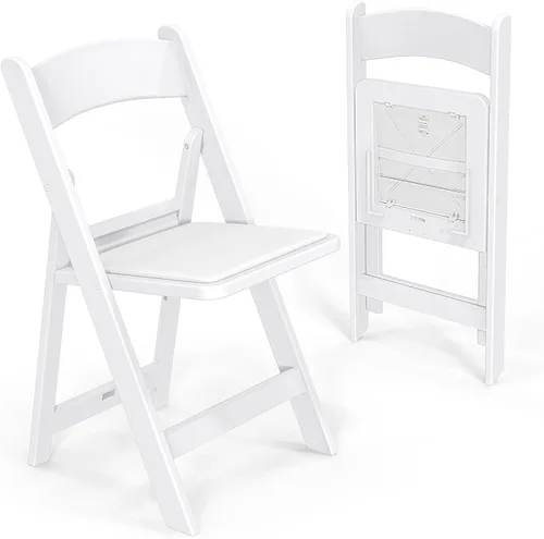 Miniatura 15 de VINGLI Sillas plegables de resina con cojín, silla plegable de plástico con cómodos asientos acolchados, perfectas para fiestas y eventos en Negro