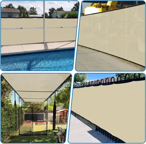 Miniatura 6 de TANG Sunshades Depot - Pantalla de valla de privacidad beige bronceado de 5 x 20 pies, pantalla de valla temporal de 150 GSM, resistente cubierta