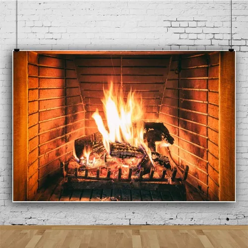 Miniatura 3 de Renaiss Telón de fondo de chimenea de Navidad de 10 x 6.5 pies, fondo vintage para fotografía de Navidad, suministros de fiesta de Año Nuevo