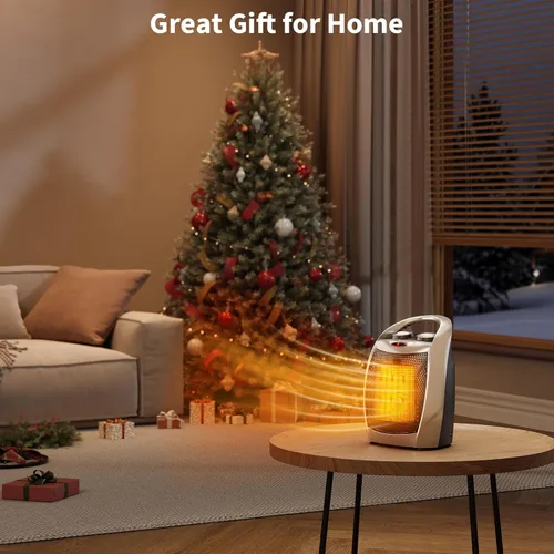 Miniatura 6 de Calentador Garvee - Calentadores eléctricos con termostato 1500 W/750 W, calentador de escritorio de cerámica de calentamiento rápido 2 en 1