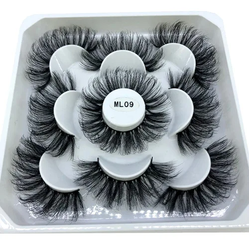 Miniatura 12 de 5 pares de pestañas postizas de visón 3D de 0.98 pulgadas a granel, con caja personalizada, pestañas postizas naturales finas al por mayor (ML-07)