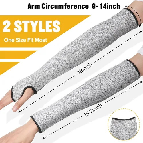 Miniatura 2 de Chuarry 4 pares de mangas resistentes a los cortes, protectores de brazo delgados para piel fina y moretones para hombres y mujeres, Negro, Gris