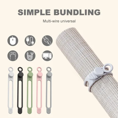 Miniatura 6 de Organizador de cables de datos actualizados 2025, organizador de cables de silicona, organizadores de cables reutilizables de 4.17 pulgadas