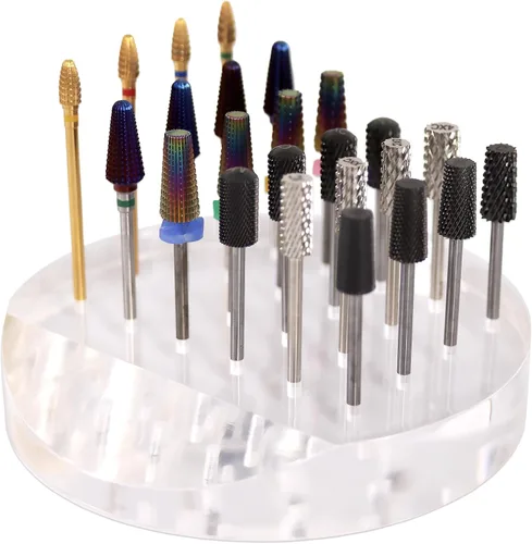 PANA - Soporte para brocas de uñas, organizador de exhibición, a prueba de polvo, caja de almacenamiento, herramientas para uso doméstico o sala de