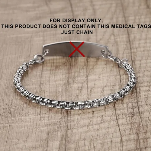 Miniatura 7 de LinnaLove Cadena intercambiable de acero inoxidable para pulseras de identificación de alerta médica para mujeres y hombres
