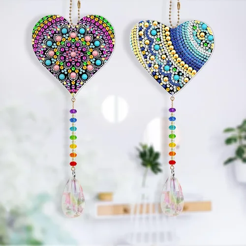 Miniatura 3 de Kit de pintura de diamante con forma especial de corazón de amor, 2 piezas, taladro especial, arte de diamante, luz solar, ventana para atrapar