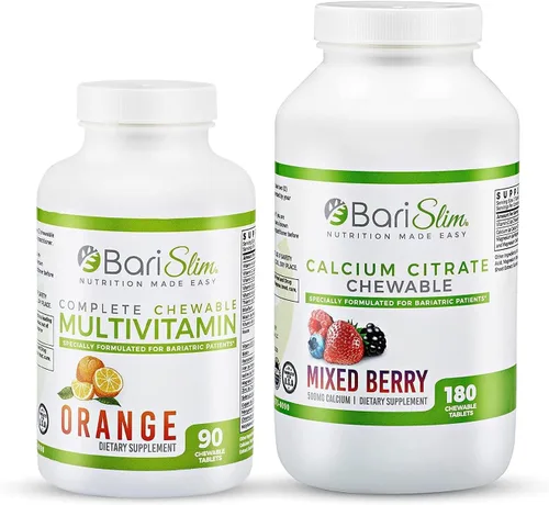 BariSlim Citrato de calcio bariátrico y multivitamínico masticable completo, vitamina bariátrica y suplemento para cirugía post bariátrica,
