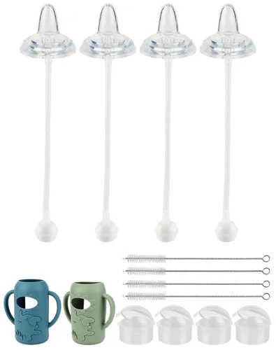Miniatura 11 de Kit de conversión de taza para sorber con fundas de silicona para biberón de vidrio estrecho y estrecho Dr Browns de 8 onzas, kit de repuesto