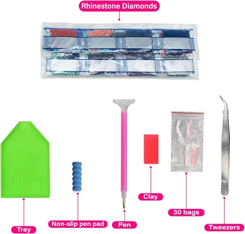 Miniatura 4 de Yunnuo Kits de pintura de diamantes de paisaje para adultos, kits de arte de diamantes 5D DIY, paisajes, puntos de diamantes aurora, luces