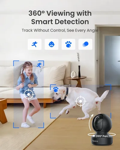 Miniatura 5 de REOLINK E1 Pro (negro) cámara PT de 3K Wi-Fi para interiores para monitoreo de bebés y mascotas, seguimiento automático, visión nocturna de 5MP