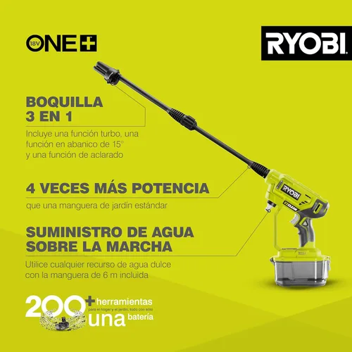Miniatura 2 de Ryobi RY18PW22A-0 Lanza de presión de batería 18V ONE+ 182 l/h 22 Bar (solo cuerpo)