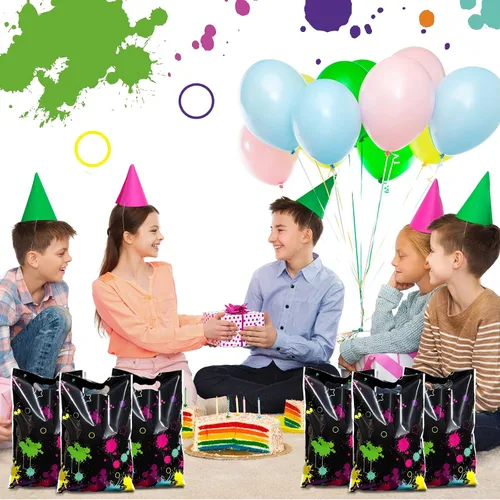 Miniatura 5 de Pajean 50 bolsas de caramelos de neón que brillan en la oscuridad, suministros de fiesta, bolsas de plástico coloridas, decoración de envoltura