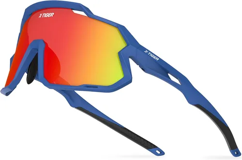 Miniatura 14 de X-TIGER Gafas de sol polarizadas para niños y niñas, lentes de sol de béisbol polarizadas para niños de 8 a 14 años, UV400, gafas de ciclismo y Negro