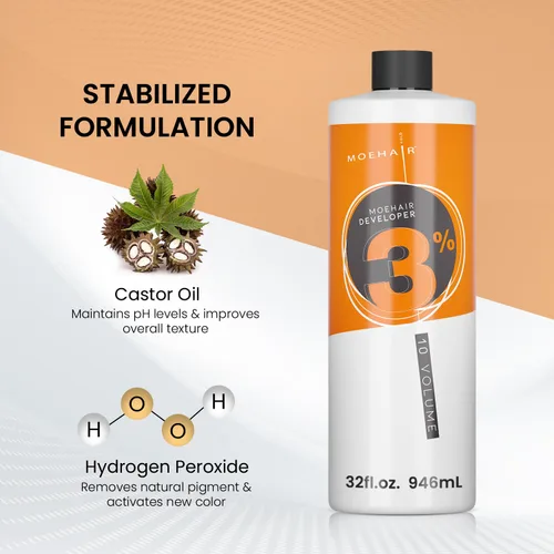 Miniatura 2 de MOEHAIR Desarrollador de color para el cabello 3% de peróxido de hidrógeno, revelador de crema de 10 volúmenes para teñir y decolorar el cabello