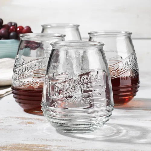 Miniatura 12 de Glaver's Juego de 4 vasos originales Mason Collins de colores surtidos para jugo, batidos, cócteles, tazas de vidrio finas para bebidas