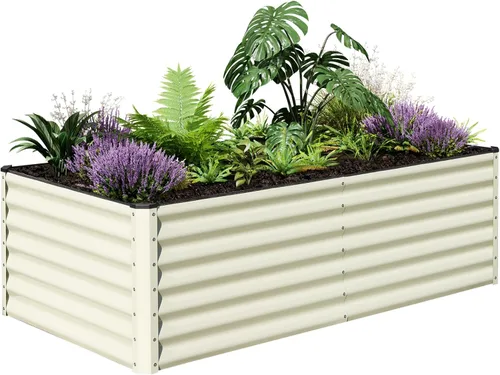 SnugNiture Cama de Jardín Elevada Galvanizada 8x4x2 pies Cama de Cultivo Grande de Metal para Exteriores Caja de Maceta de Acero Kit para Cultivar