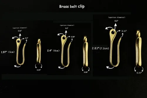 Miniatura 3 de 1 juego de latón macizo en U Key Loop Gancho de cinturón para llaves de coche llavero H23-BFBC