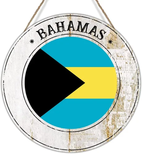 Placa redonda de madera de las Bahamas para la pared, corona de puerta delantera, bandera nacional, recuerdo, regalo de viaje, decoración de pared,