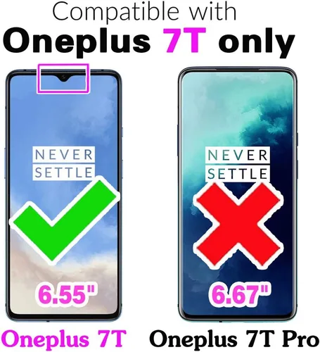 Miniatura 2 de Asuwish Funda de teléfono para OnePlus 7T con cubierta protectora de pantalla de vidrio templado y accesorios para celda, funda delgada y suave