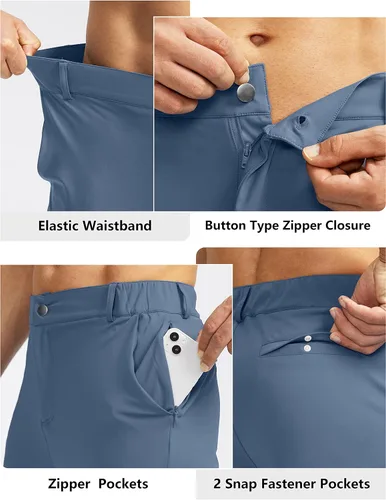 Miniatura 4 de Soothfeel Pantalones deportivos de golf para hombre con 5 bolsillos, ajustados, elásticos, para correr, viajes, trabajo, para hombre