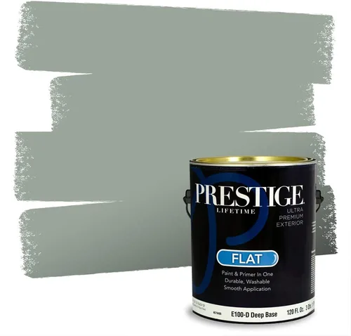 Miniatura 189 de Prestige Paints - Pintura exterior e imprimación en uno, 1 galón, plano, compatibilidad comparable con el color menta «Whipped Mint» de Behr