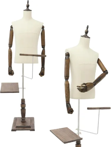 Forma de vestido de maniquí masculino con soporte, cuerpo de maniquí de altura ajustable con estante desmontable para pantalones y soporte para