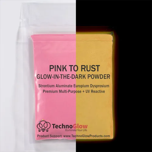 Miniatura 4 de Polvo reactivo que brilla en la oscuridad y a los rayos UV, multiusos, serie PRO (naranja fluorescente a oro, 1 onza (0.99 oz))