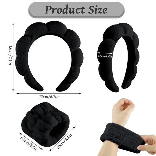 Miniatura 2 de WSICSE Diadema de spa para lavar la cara, diademas para el cuidado de la piel hinchadas acolchadas para mantener el cabello seco, regalo esencial