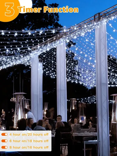 Miniatura 4 de Guhope - Luces de Navidad 600LED 98 pies, luces de cadena impermeables para exteriores con control remoto y temporizador, 8 modos de luces de hadas