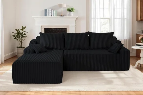 Miniatura 14 de Homguava Sofás modulares seccionales para sala de estar, sofá nube de 101 pulgadas con diván en forma de L, cómodo sofá de sala de estar con asiento