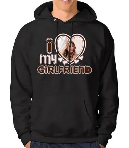NAZENTI Sudadera con capucha "I Love My Girl", camisa personalizada de hombre para él, novio, foto personalizada, regalo de pareja de San Valentín