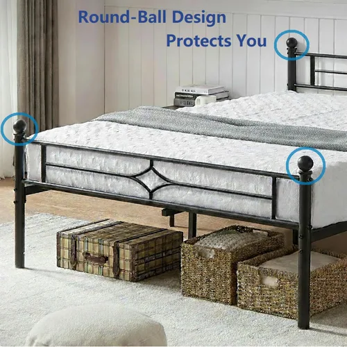 Miniatura 6 de Susalt - Base de cama metálica tamaño individual de 14 pulgadas con cabecero/Base de colchón resistente y de trabajo pesado/No necesita