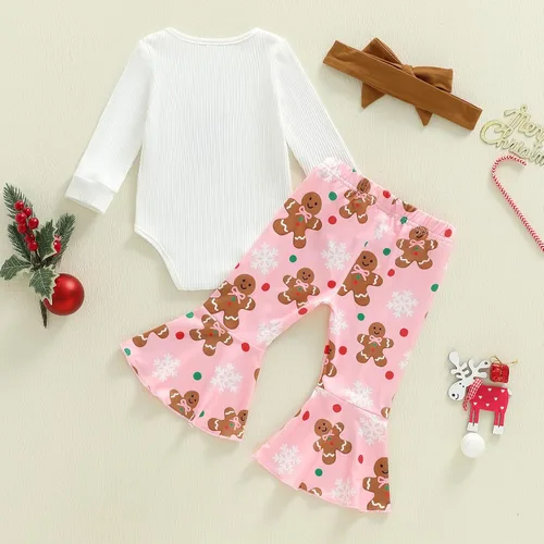 Miniatura 34 de Kuriozud Conjunto de mameluco con volantes para bebé recién nacida, con volantes, lindo conjunto de pantalones acampanados con diadema